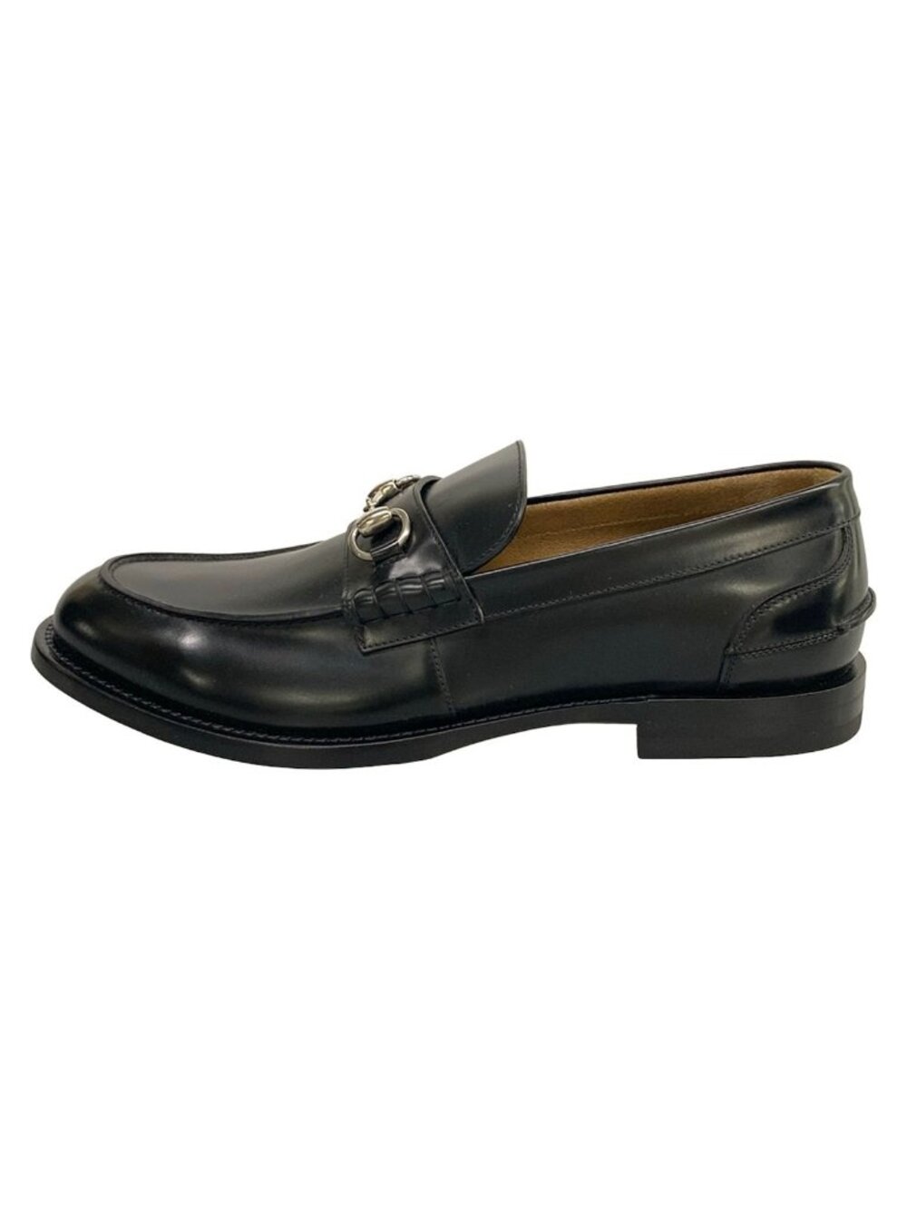 Gucci Loafers Horsebit Black Silver Leather 9.5